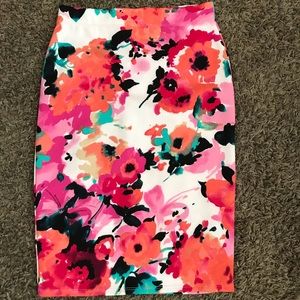 Bright floral pencil skirt